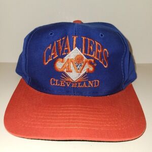 Vintage Cleveland Cavaliers Snapback Hat Cap Blue Orange AJD Signature